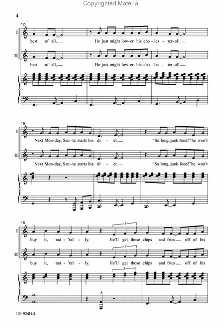Santa's Going on a Diet Santa's Going on a Diet Unison Choir scores gallery preview page 4