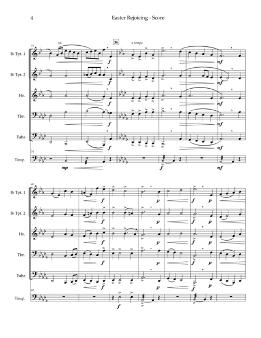 Easter Rejoicing — hymn medley for brass quintet, optional timpani Brass Quintet scores gallery preview page 5