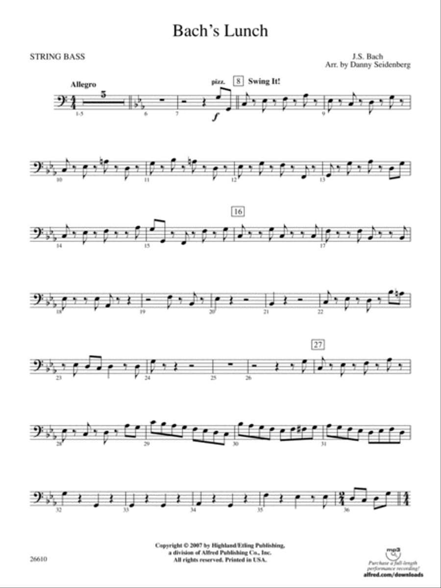 Bach's Lunch: String Bass String Orchestra scores gallery preview page 1