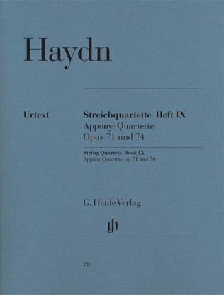 Book cover for String Quartets – Volume IX Op. 71 and 74 (Appony-Quartets)