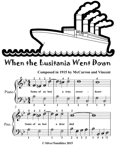 When the Lusitania Went Down Easy Piano Sheet Music 2nd Edition