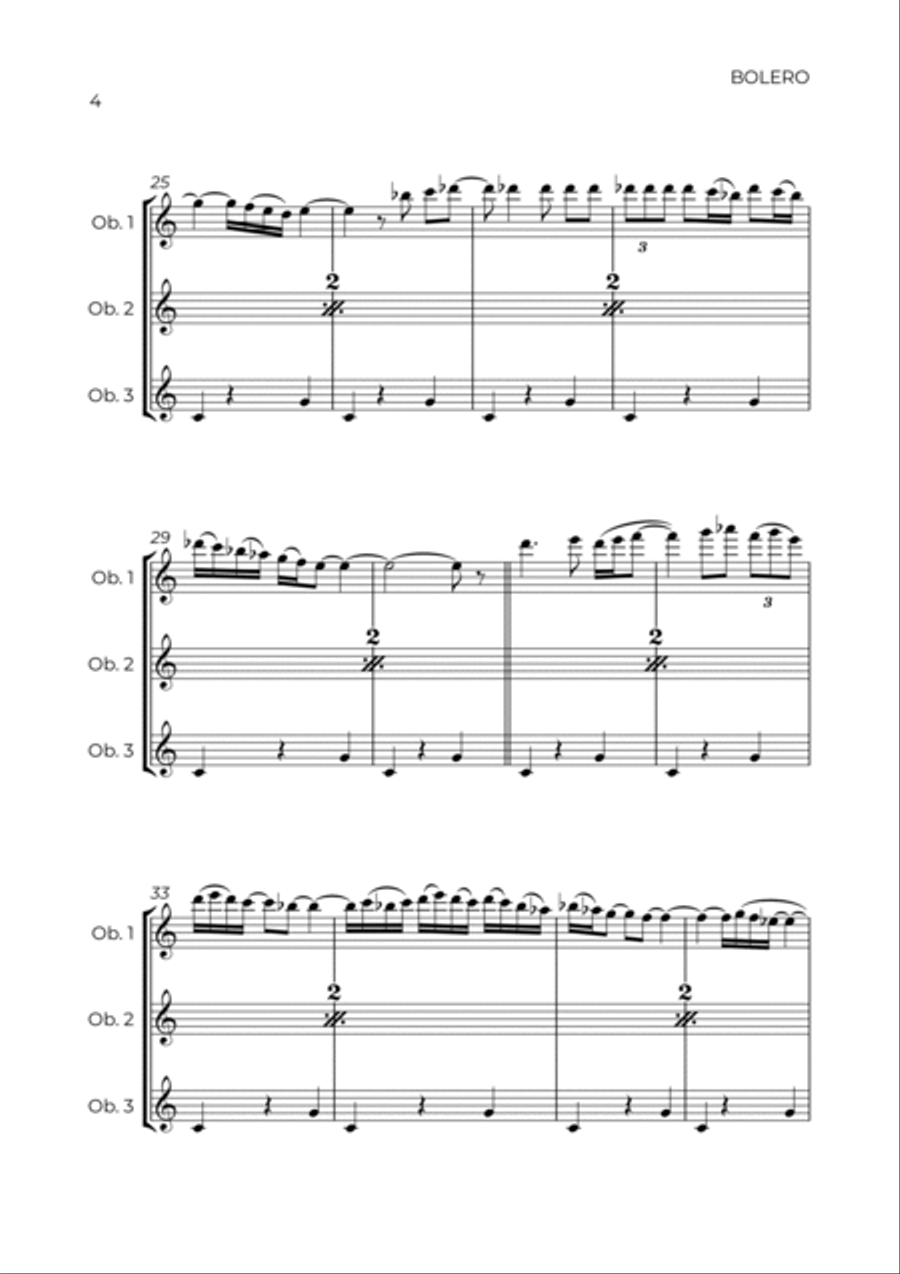 BOLERO - RAVEL - OBOE TRIO Woodwind Trio scores gallery preview page 4
