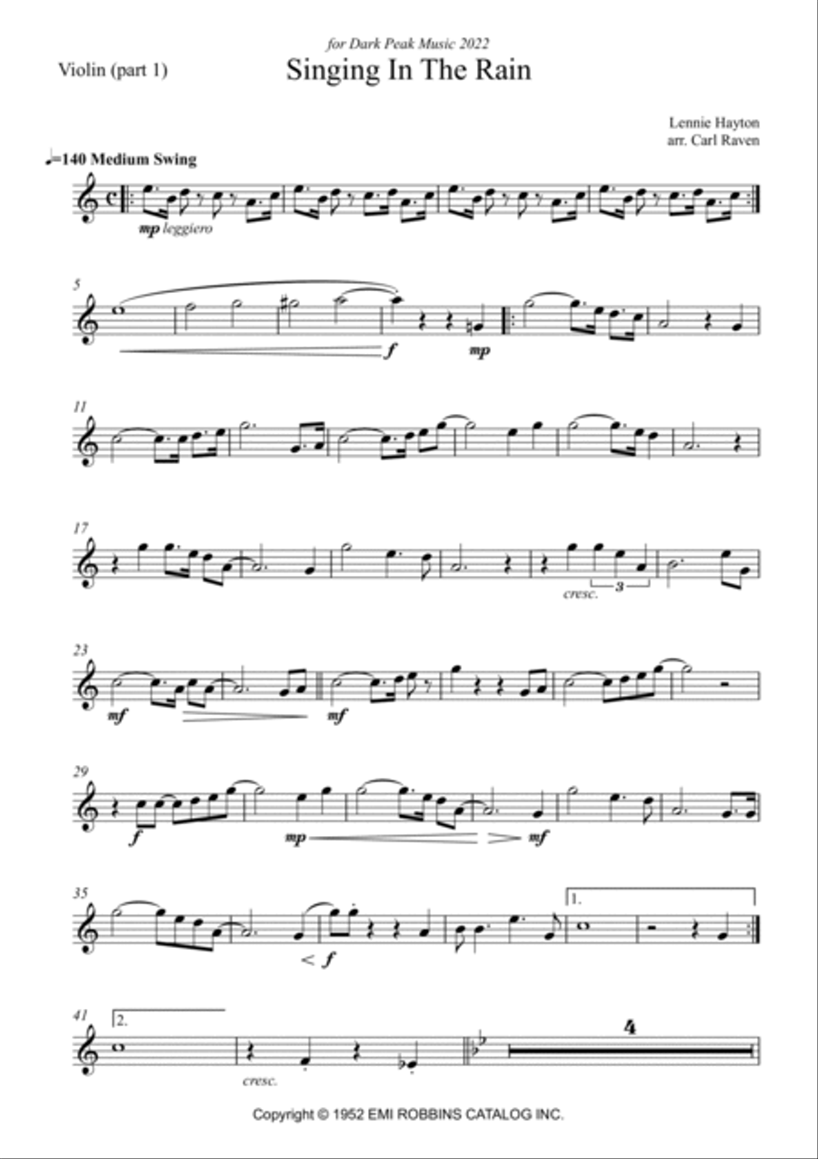 Singing In The Rain String Quintet scores gallery preview page 6