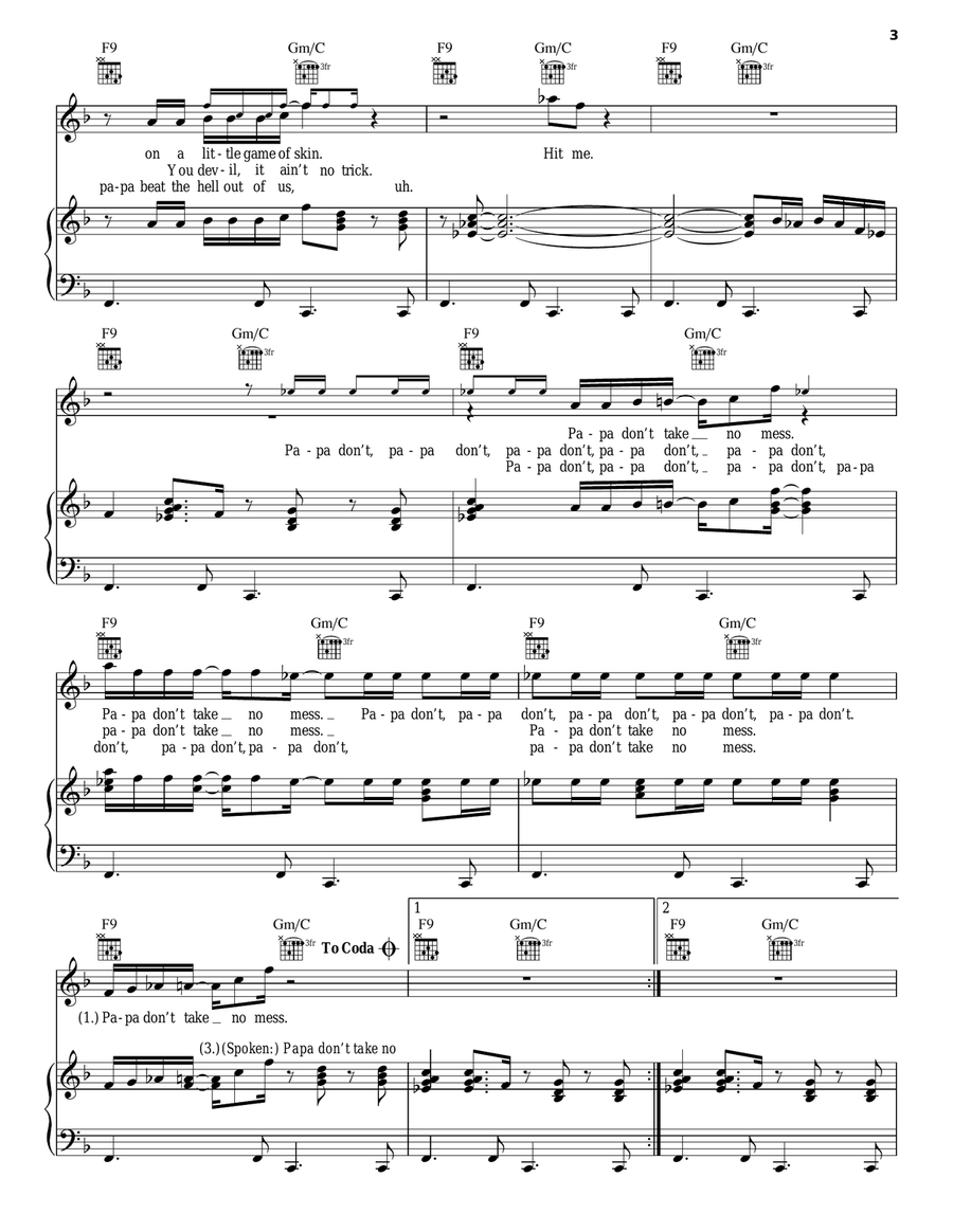Papa Don't Take No Mess Piano, Vocal, Guitar scores gallery preview page 3
