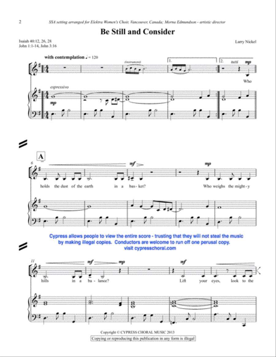 Be Still And Consider Be Still And Consider SSA scores gallery preview page 2