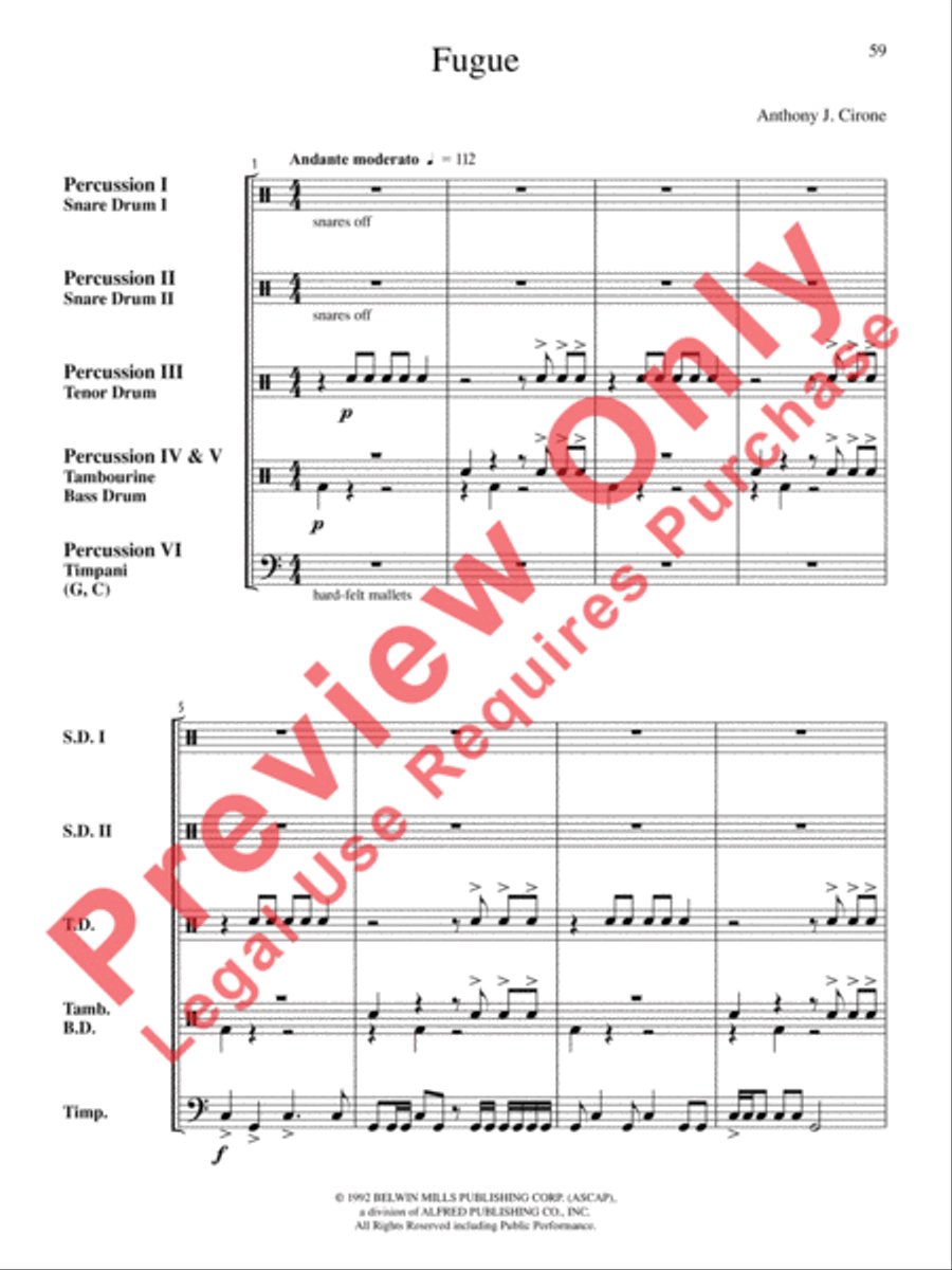 The Anthony J. Cirone Intermediate Percussion Ensemble Collection Percussion Ensemble scores gallery preview page 60