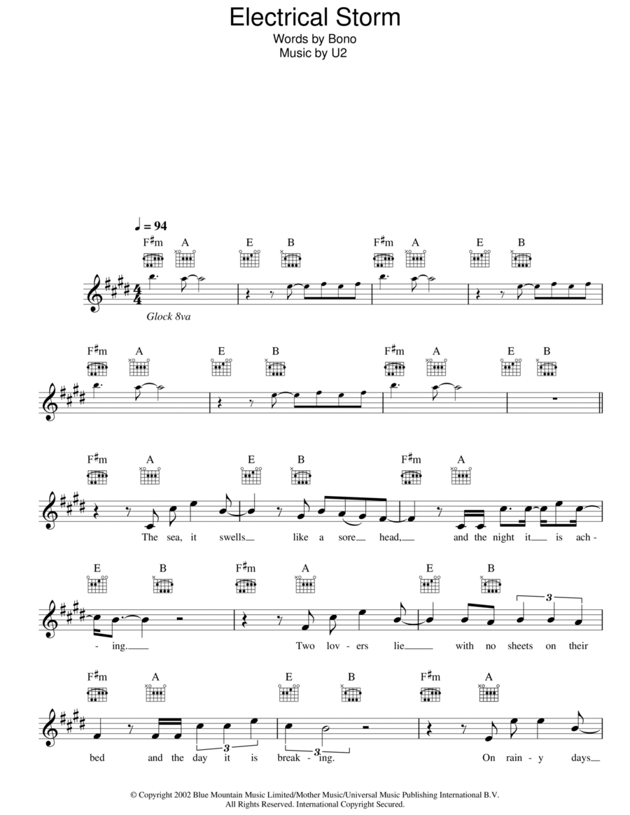 Electrical Storm Electrical Storm Piano scores gallery preview page 1