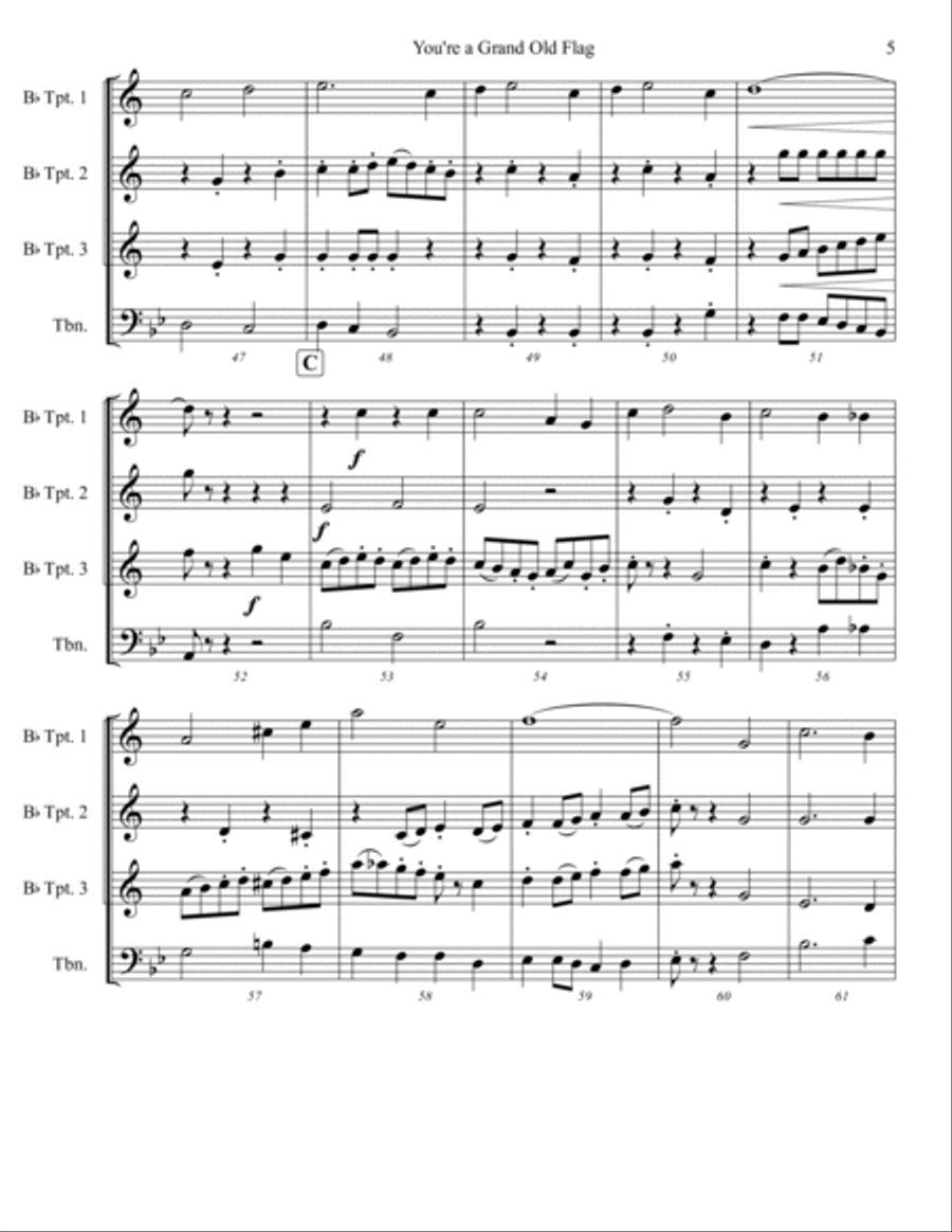 You're a Grand Old Flag Brass Ensemble scores gallery preview page 5