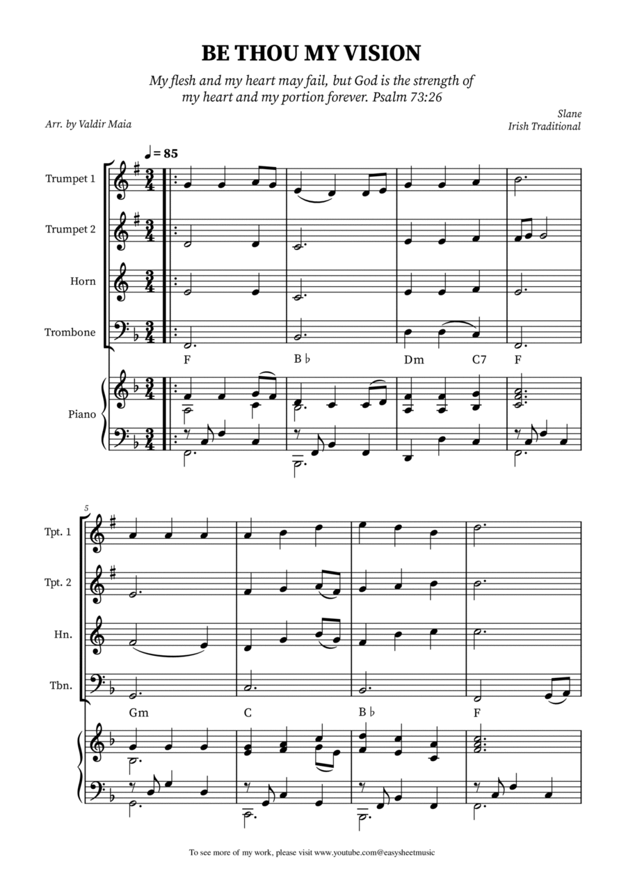 Be Thou My Vision - Brass Quartet (Optional Piano Accompaniment) Brass Quartet scores gallery preview page 1