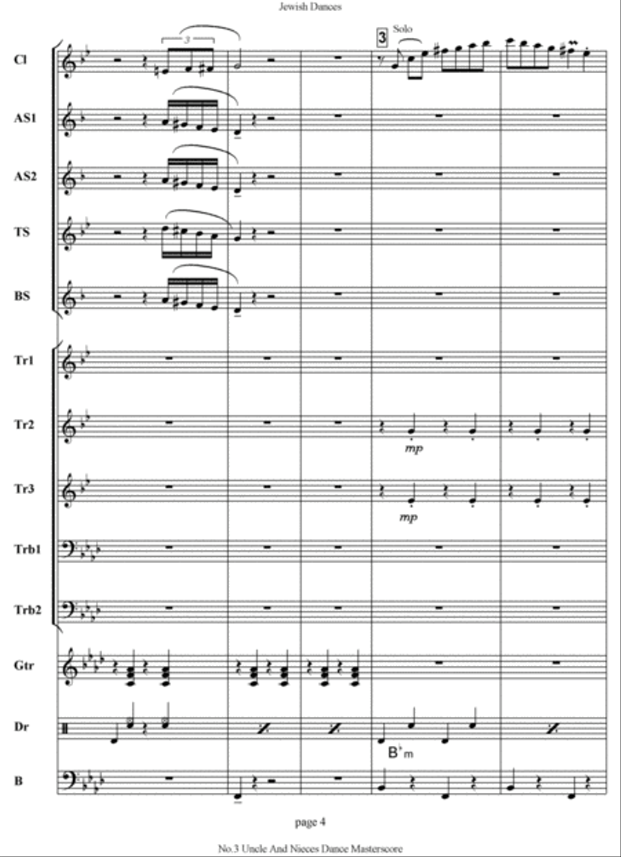Jewish Dances. No.3, Uncle And Nieces Dance. Concert Band scores gallery preview page 4