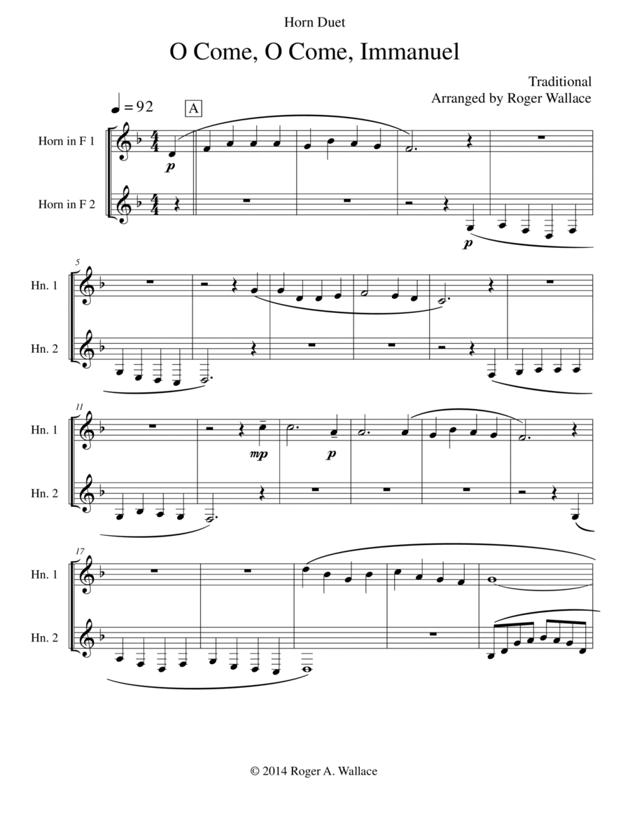 O Come, O Come, Immanuel (Emmanuel) Brass Duet scores gallery preview page 1