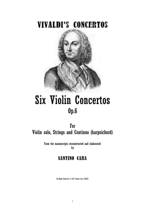 Vivaldi - Six Concertos Op.6 for Violin, Cello, Strings and Harpsichord - Scores and Parts