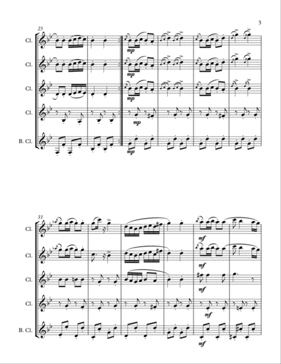 Moments Musicaux op. 94-3 (Franz Schubert) for Clarinet Choir Clarinet Choir scores gallery preview page 3