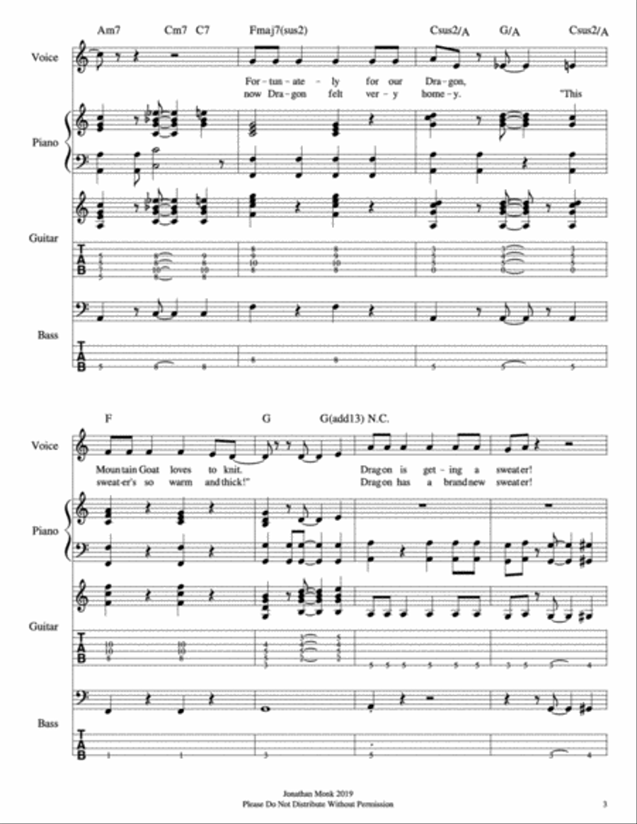 Dragon's New Sweater Piano, Vocal, Guitar scores gallery preview page 3