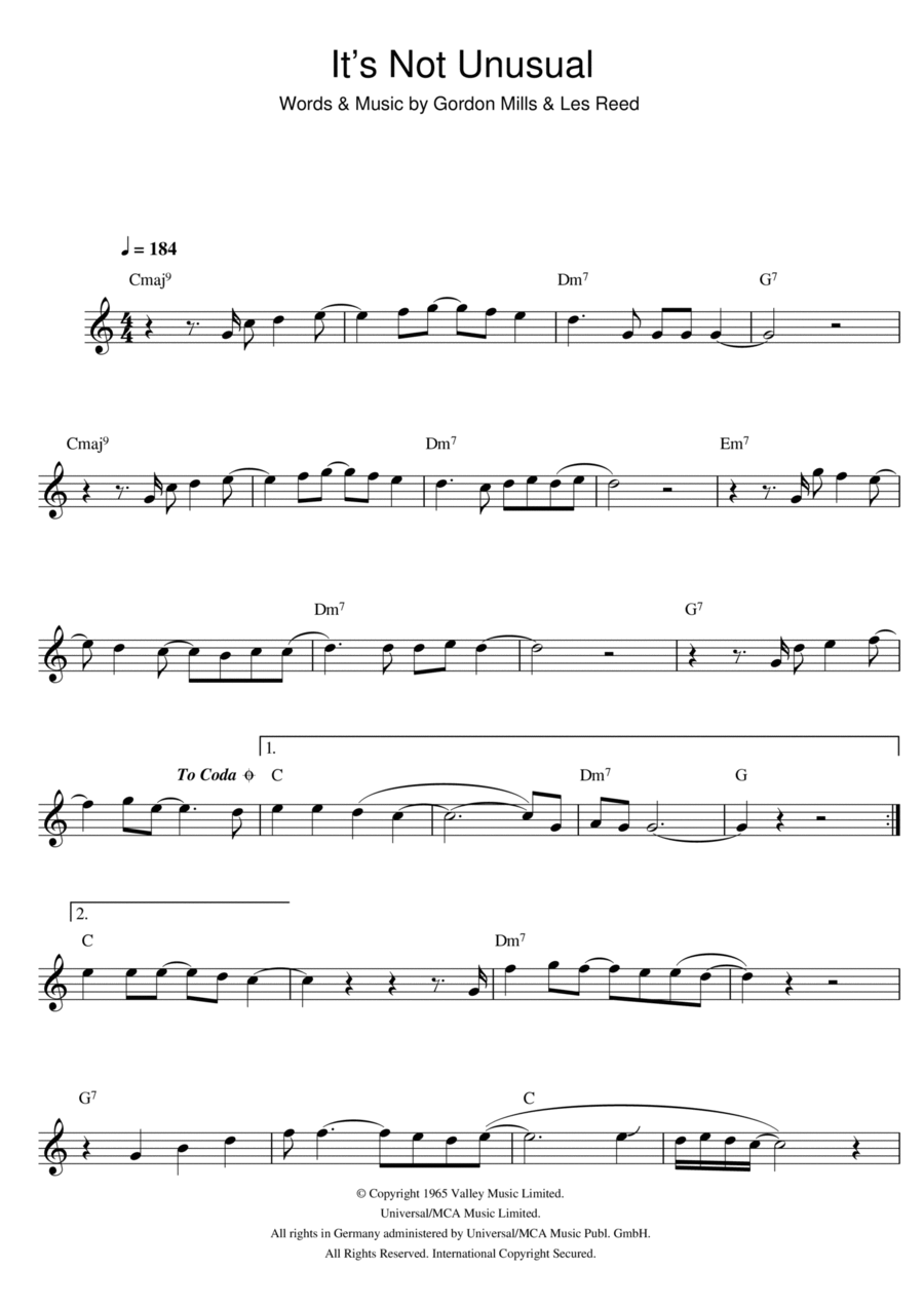It's Not Unusual Piano scores gallery preview page 1