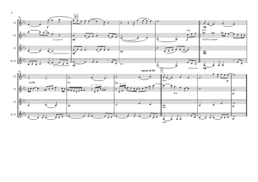 A Million Love Songs Clarinet Quartet scores gallery preview page 4
