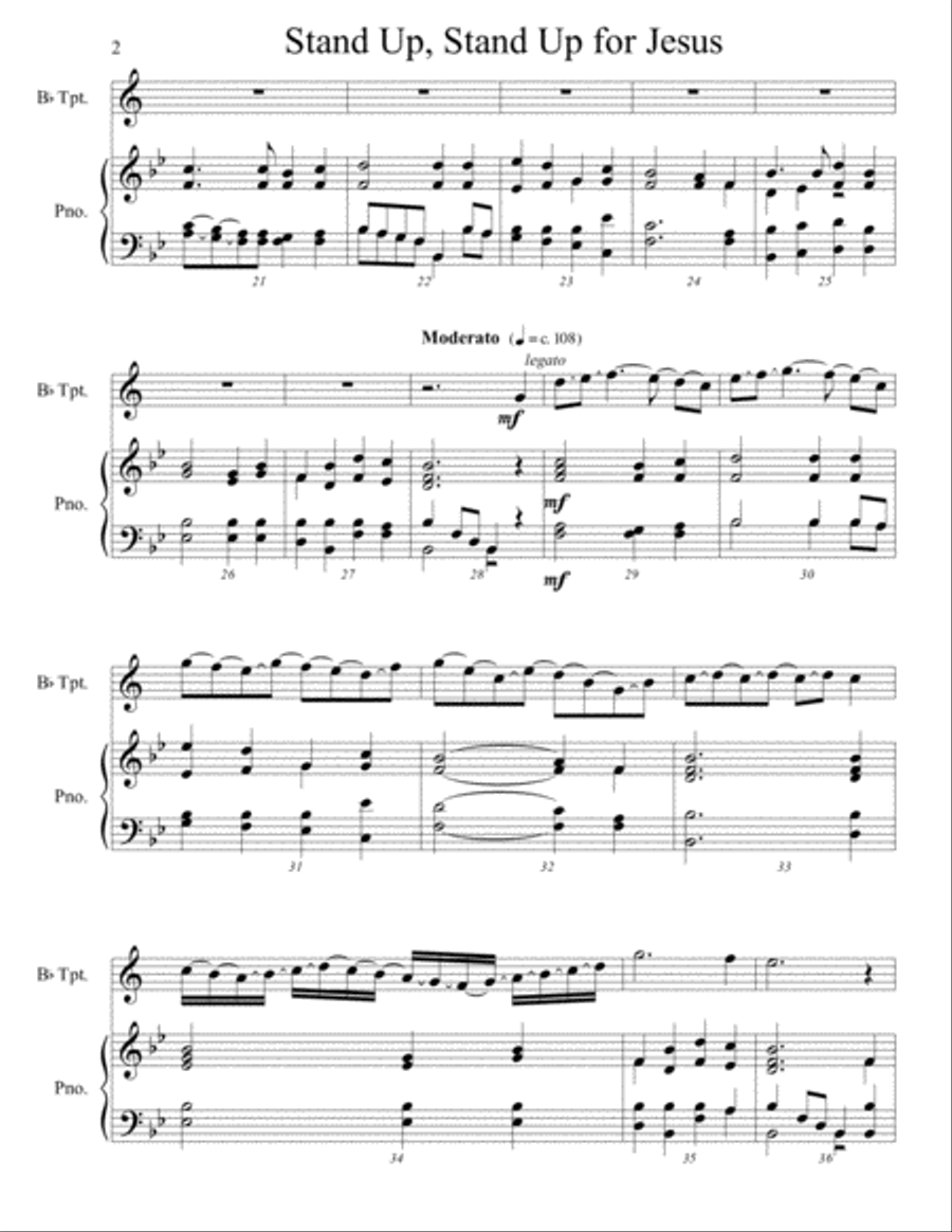 Stand Up, Stand Up for Jesus Trumpet Solo scores gallery preview page 2