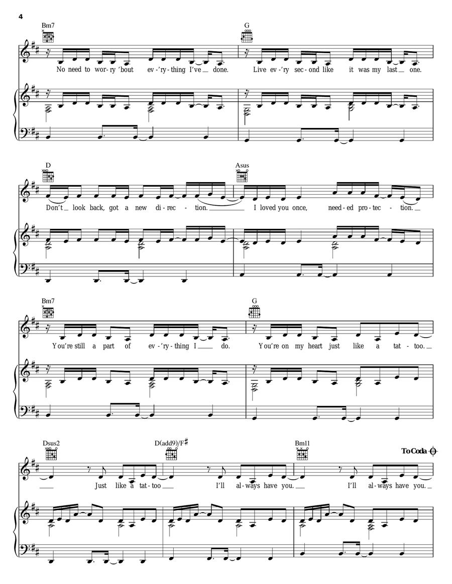 Tattoo Tattoo Piano, Vocal, Guitar scores gallery preview page 4