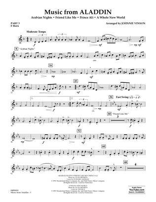 Book cover for Music from Aladdin (arr. Johnnie Vinson) - Pt.3 - F Horn