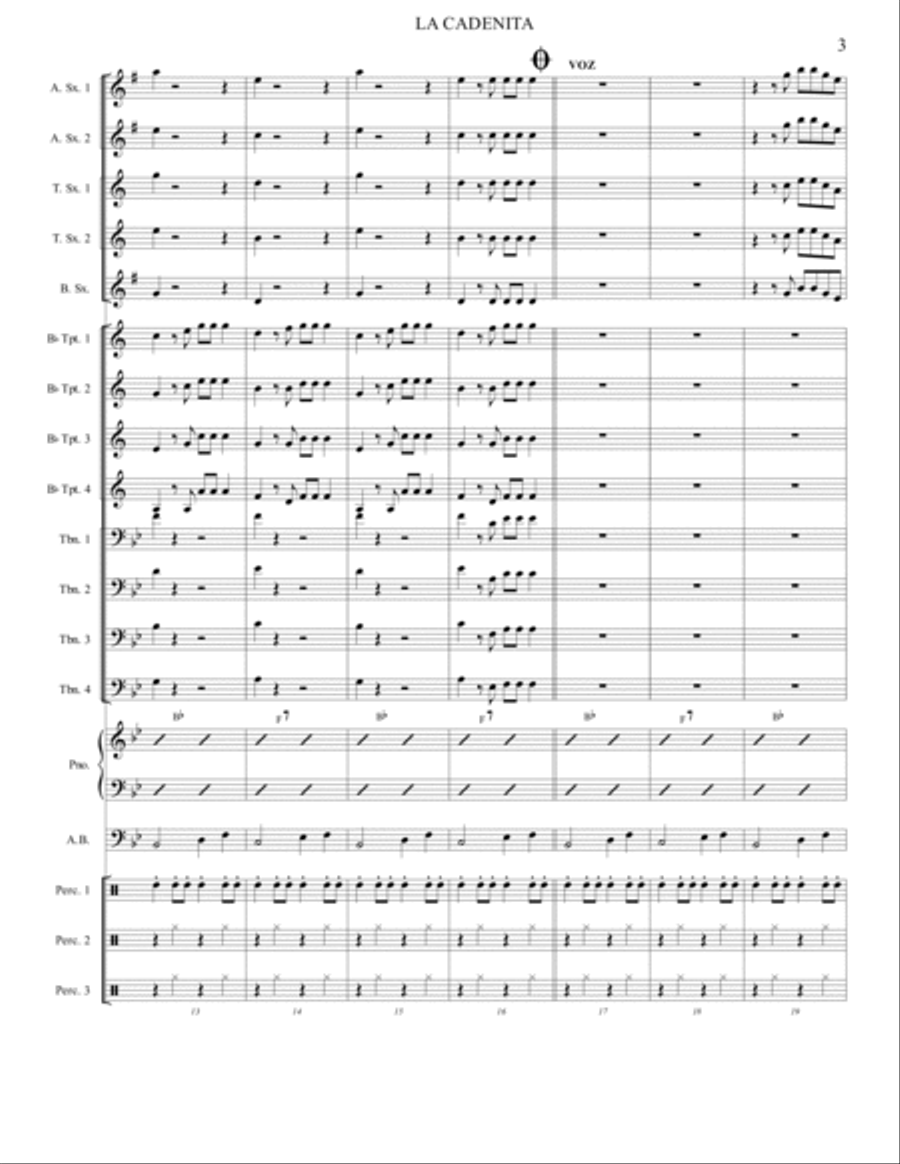 CARMEN, SE ME PERDIO LA CADENITA Jazz Ensemble scores gallery preview page 3