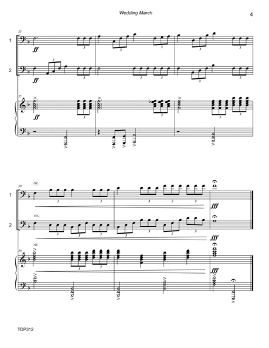 WEDDING MARCH (Mendelssohn) - TROMBONE DUET with Piano accompaniment Brass Duet scores gallery preview page 4