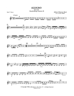 Allegro from Brandenburg Concerto No. 3 - 2nd F Horn