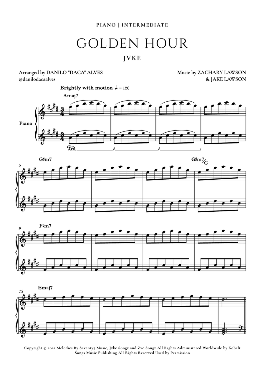 Golden Hour Piano Solo scores gallery preview page 1