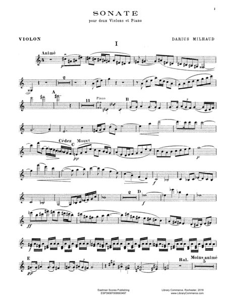 Sonate pour deux violons et piano