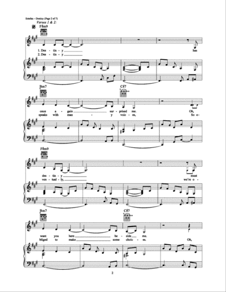 Destiny Piano, Vocal, Guitar scores gallery preview page 2