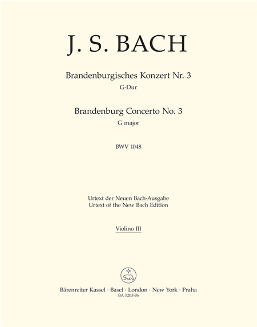 Brandenburg Concerto, No. 3 G major, BWV 1048 Violin scores gallery preview page 1