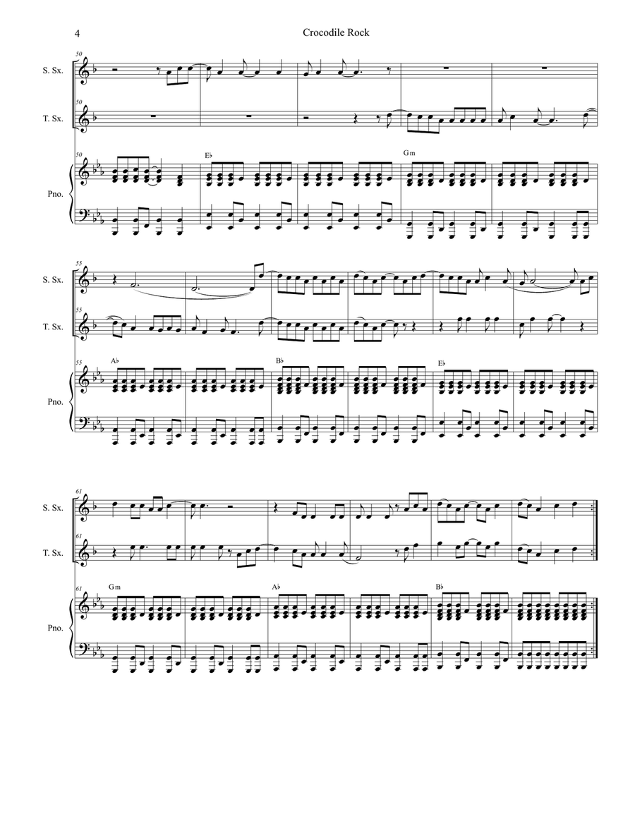 Crocodile Rock Woodwind Duet scores gallery preview page 4
