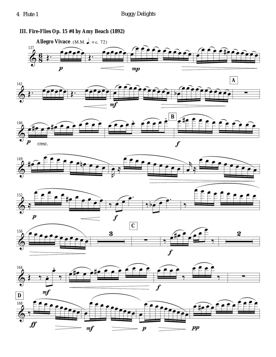 Buggy Delights, Insect Music for Flute Quartet PARTS ONLY Flute Quartet scores gallery preview page 4