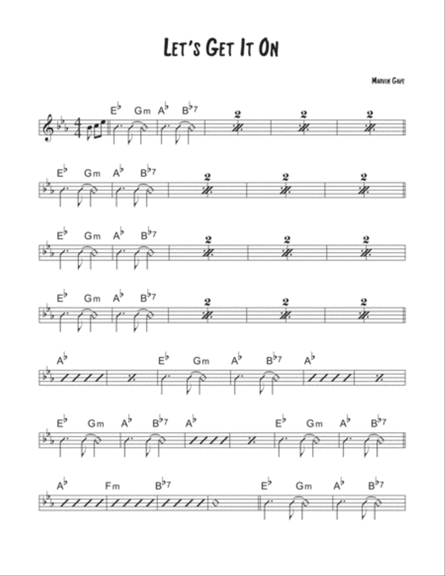 Let's Get It On Piano, Vocal, Guitar scores gallery preview page 1