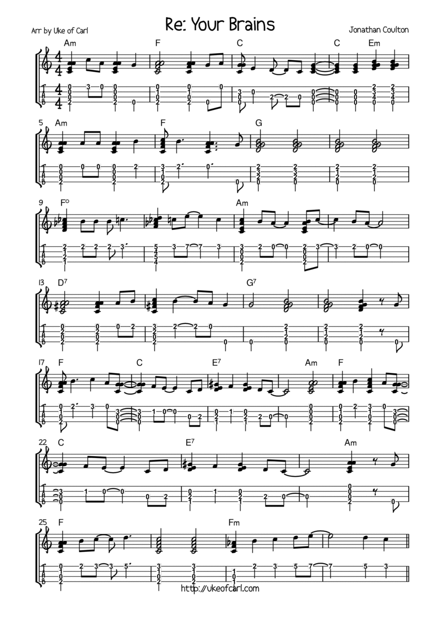 Re Your Brains Ukulele scores gallery preview page 1