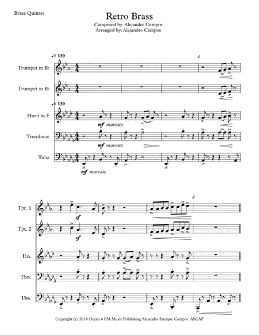 Retro Brass Retro Brass Brass Ensemble scores gallery preview page 1