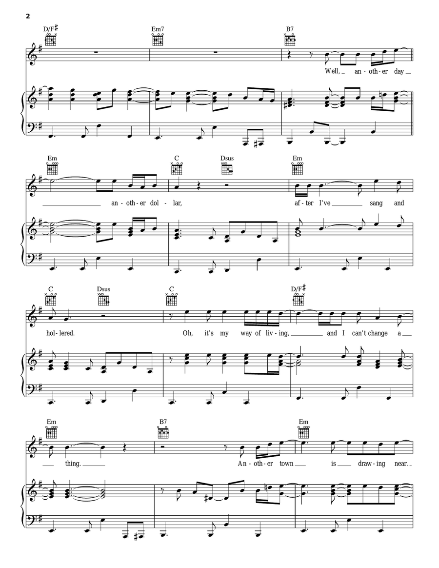 Highway Song Piano, Vocal, Guitar scores gallery preview page 2