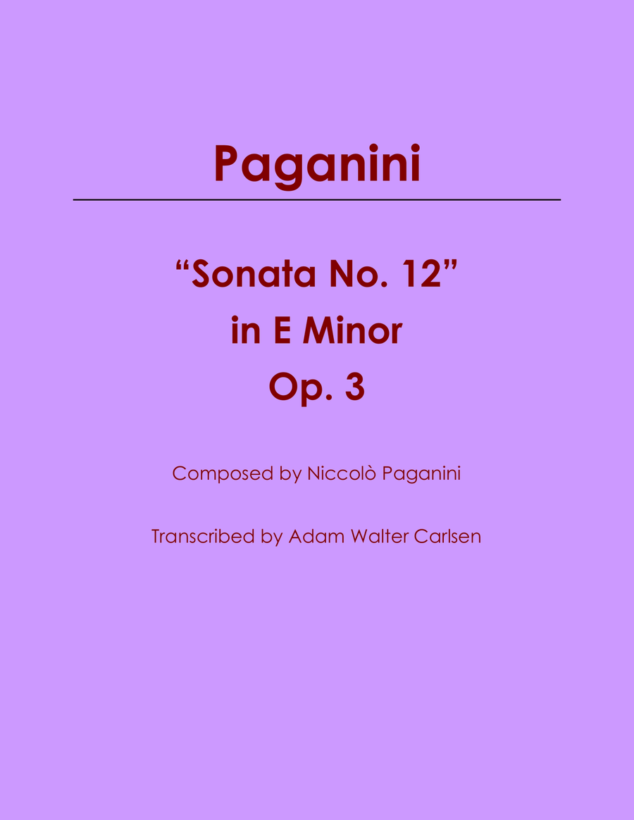 Sonata No. 12 in E Minor Op. 3 Piano Solo scores gallery preview page 1