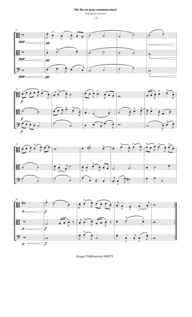 Machaut: Rondeau No. 14 "Ma fin est mon commencement" for Viola Duo & Cello image number null