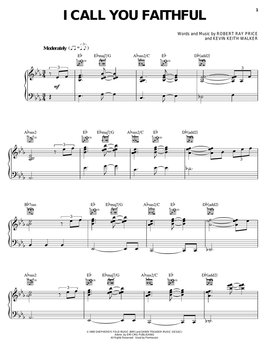 I Call You Faithful Piano, Vocal, Guitar scores gallery preview page 1