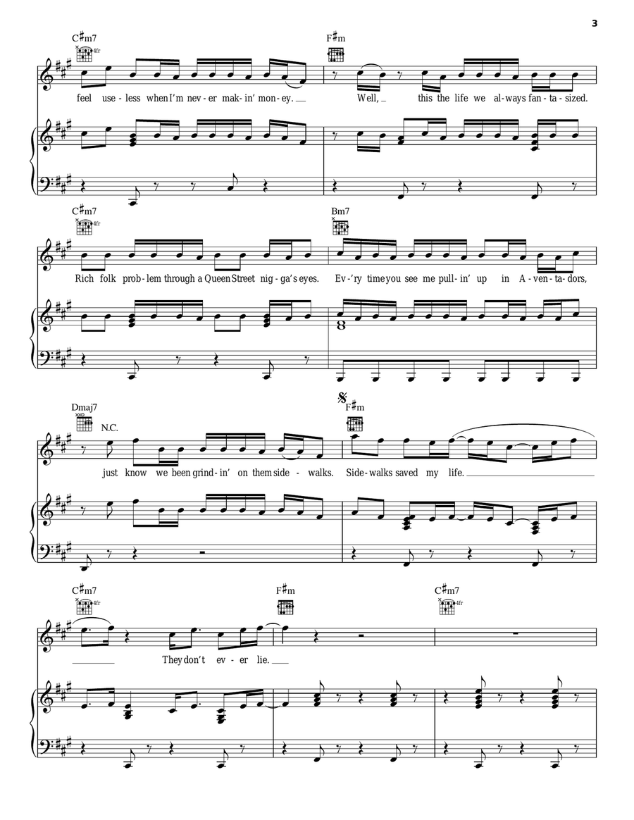 Sidewalks Piano, Vocal, Guitar scores gallery preview page 3