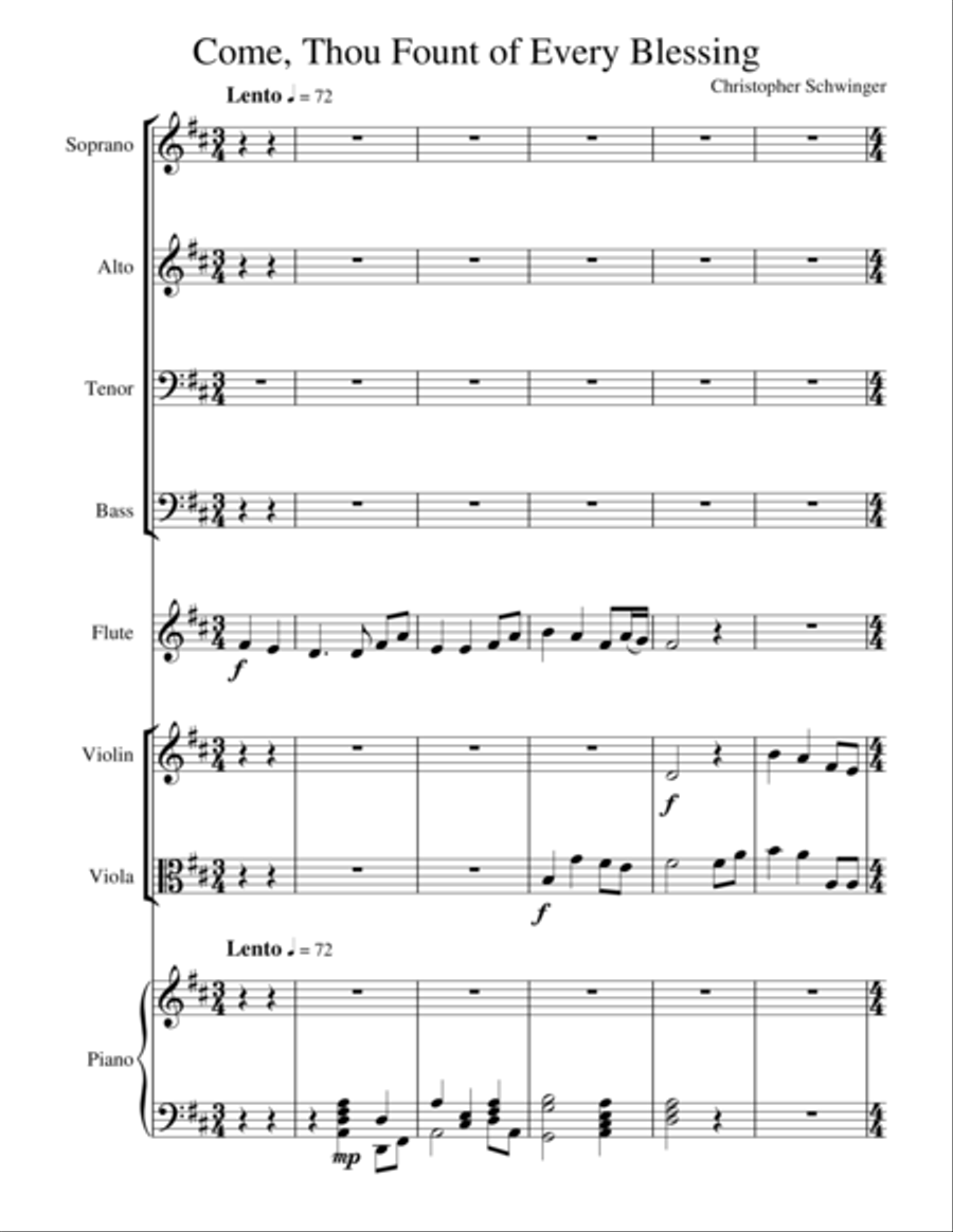 Come, Thou Fount of Every Blessing - #1 of 5 in my Suite of Hymns 4-Part scores gallery preview page 1