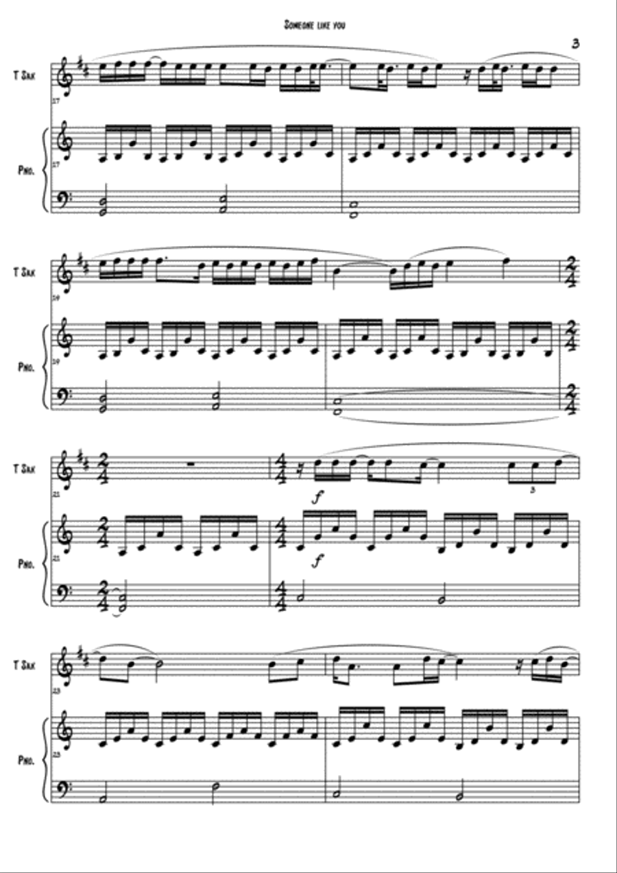 Someone Like You Tenor Saxophone scores gallery preview page 3