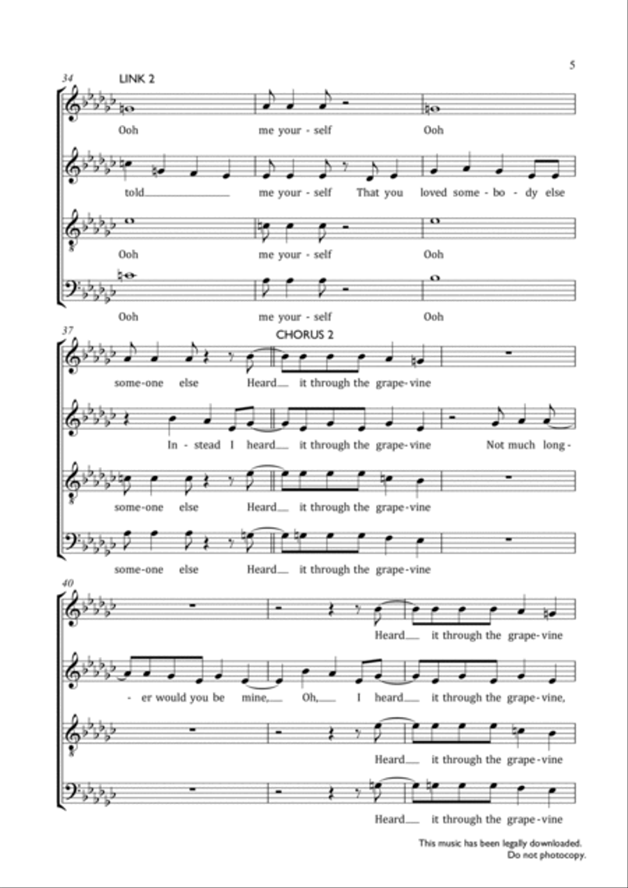 I Heard It Through The Grapevine 4-Part scores gallery preview page 5