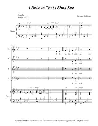 Book cover for I Believe That I Shall See (Vocal Quartet - (SATB)