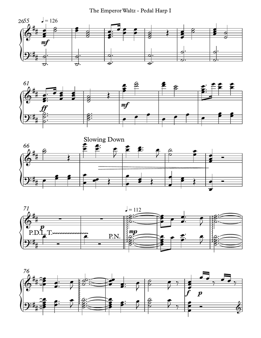 The Emperor Waltz, Pedal Harp I Pedal Harp scores gallery preview page 4