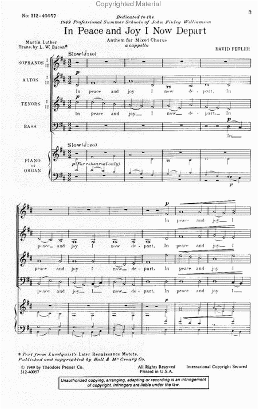 In Peace And Joy I Now Depart 4-Part scores gallery preview page 2