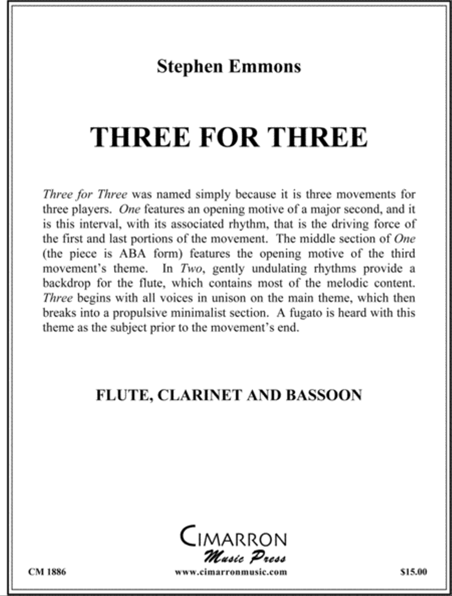 Three for Three Woodwind Trio scores gallery preview page 1