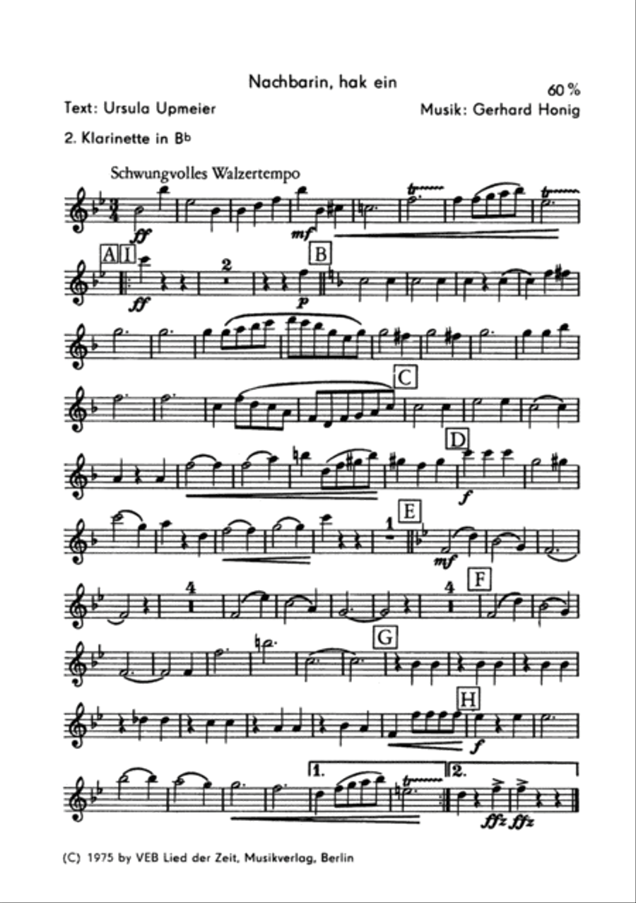 Nachbarin, hak ein Nachbarin, hak ein Clarinet scores gallery preview page 4