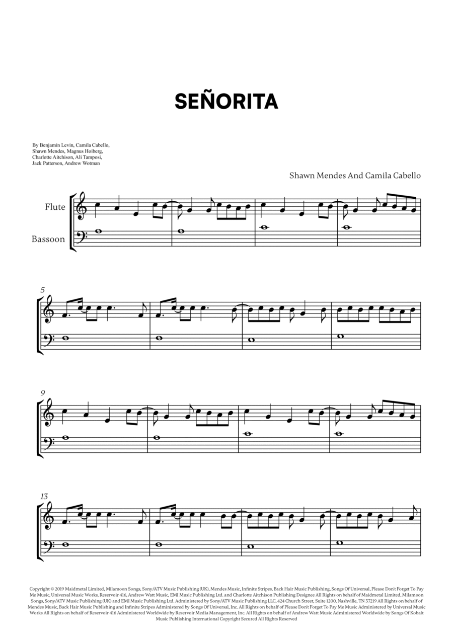 Señorita Woodwind Duet scores gallery preview page 1