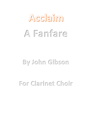 Book cover for Acclaim, a Fanfare for Clarinet Choir